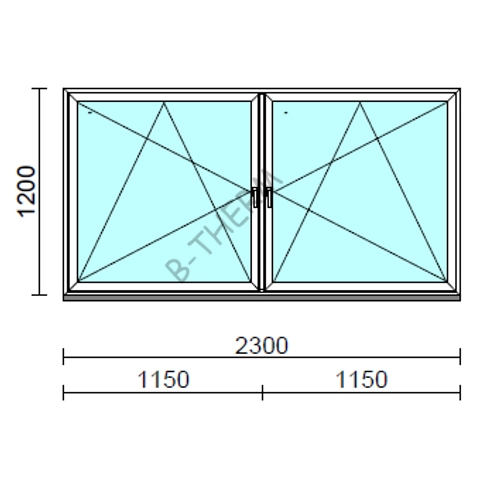 TO Bny-Bny ablak.  230x120 cm (Rendelhető méretek: szélesség 225-234 cm, magasság 115-124 cm.)   Green 76 profilból