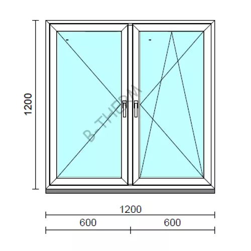 TO Ny-Bny ablak.  120x120 cm (Rendelhető méretek: szélesség 120-124 cm, magasság 115-124 cm.) Deluxe A85 profilból