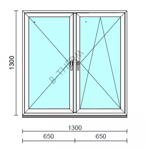 TO Ny-Bny ablak.  130x130 cm (Rendelhető méretek: szélesség 125-134 cm, magasság 125-134 cm.) Deluxe A85 profilból