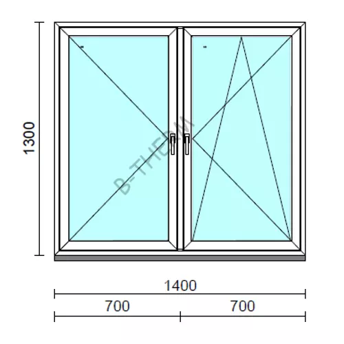 TO Ny-Bny ablak.  140x130 cm (Rendelhető méretek: szélesség 135-144 cm, magasság 125-134 cm.) Deluxe A85 profilból