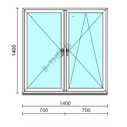 TO Ny-Bny ablak.  140x140 cm (Rendelhető méretek: szélesség 135-144 cm, magasság 135-144 cm.) Deluxe A85 profilból