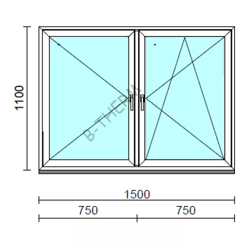 TO Ny-Bny ablak.  150x110 cm (Rendelhető méretek: szélesség 145-154 cm, magasság 105-114 cm.) Deluxe A85 profilból