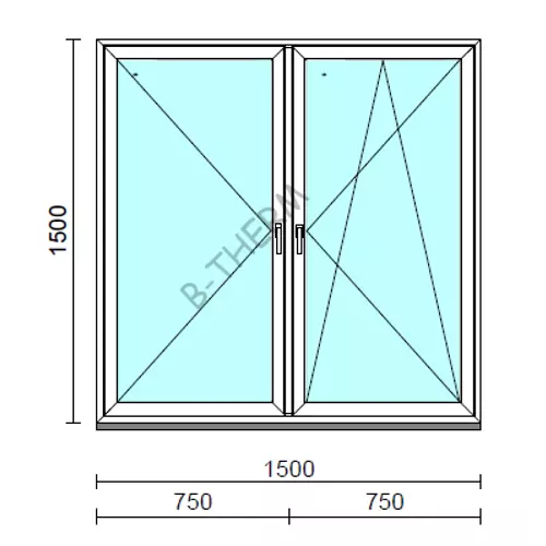 TO Ny-Bny ablak.  150x150 cm (Rendelhető méretek: szélesség 145-154 cm, magasság 145-154 cm.)  New Balance 85 profilból