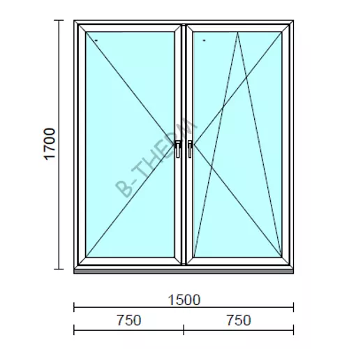 TO Ny-Bny ablak.  150x170 cm (Rendelhető méretek: szélesség 145-154 cm, magasság 165-174 cm.)  New Balance 85 profilból