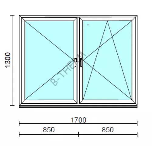 TO Ny-Bny ablak.  170x130 cm (Rendelhető méretek: szélesség 165-174 cm, magasság 125-134 cm.) Deluxe A85 profilból
