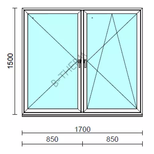 TO Ny-Bny ablak.  170x150 cm (Rendelhető méretek: szélesség 165-174 cm, magasság 145-154 cm.) Deluxe A85 profilból