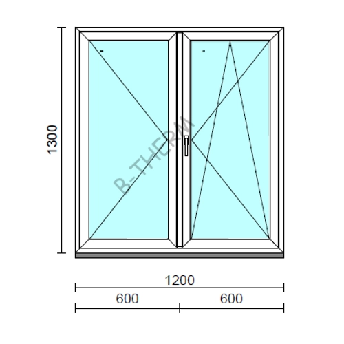 VSZ Ny-Bny ablak.  120x130 cm (Rendelhető méretek: szélesség 120-124 cm, magasság 125-134 cm.)  New Balance 85 profilból