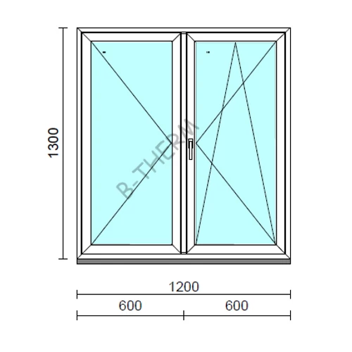 VSZ Ny-Bny ablak.  120x130 cm (Rendelhető méretek: szélesség 120-124 cm, magasság 125-134 cm.)   Green 76 profilból