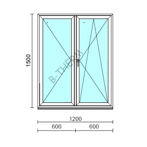 Váltószárnyas Nyíló/Bukó-nyíló ablak  120x150 cm  New Balance 85 profilból