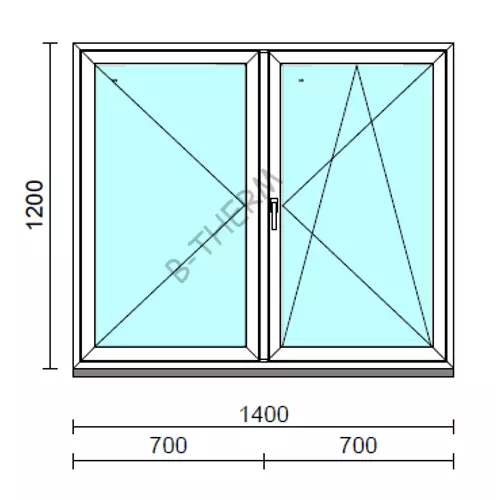 VSZ Ny-Bny ablak.  140x120 cm (Rendelhető méretek: szélesség 135-144 cm, magasság 115-124 cm.)  New Balance 85 profilból