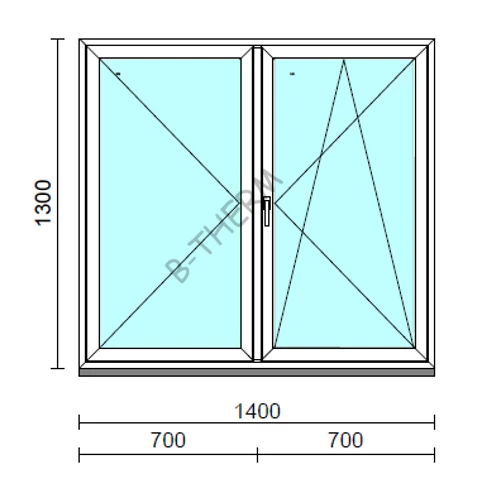 Váltószárnyas Nyíló/Bukó-nyíló ablak  140x130 cm  New Balance 85 profilból