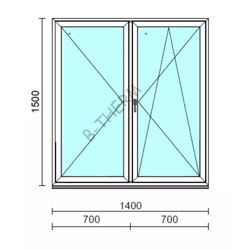 VSZ Ny-Bny ablak.  140x150 cm (Rendelhető méretek: szélesség 135-144 cm, magasság 145-154 cm.) Deluxe A85 profilból