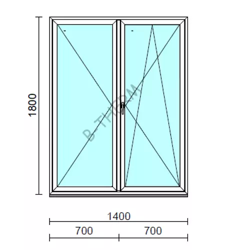 VSZ Ny-Bny ablak.  140x180 cm (Rendelhető méretek: szélesség 135-144 cm, magasság 175-184 cm.)   Green 76 profilból