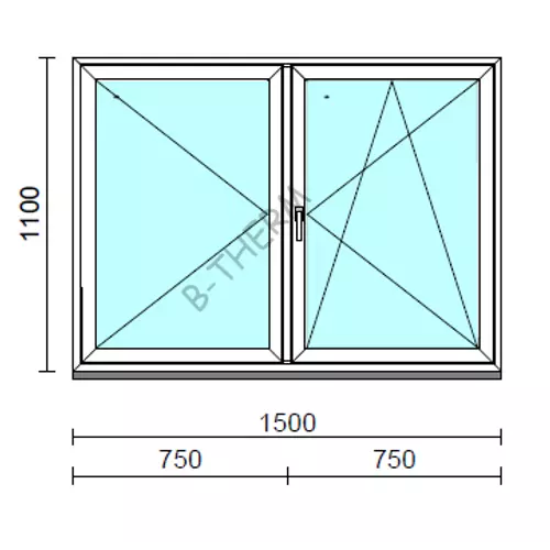 VSZ Ny-Bny ablak.  150x110 cm (Rendelhető méretek: szélesség 145-154 cm, magasság 105-114 cm.)   Green 76 profilból