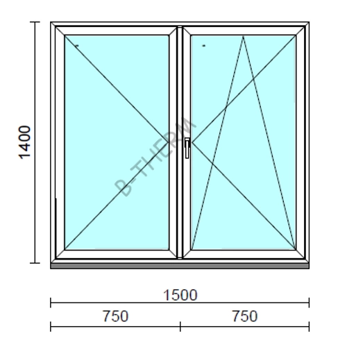 VSZ Ny-Bny ablak.  150x140 cm (Rendelhető méretek: szélesség 145-154 cm, magasság 135-144 cm.)  New Balance 85 profilból