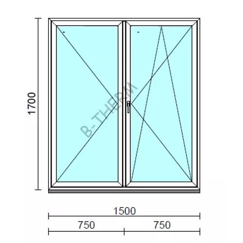 VSZ Ny-Bny ablak.  150x170 cm (Rendelhető méretek: szélesség 145-154 cm, magasság 165-174 cm.)  New Balance 85 profilból