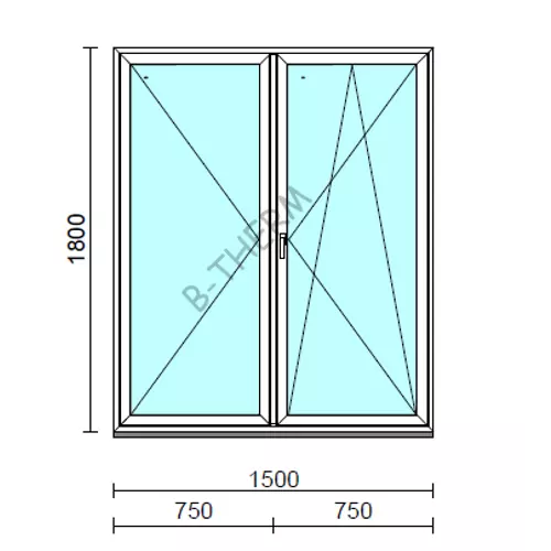 VSZ Ny-Bny ablak.  150x180 cm (Rendelhető méretek: szélesség 145-154 cm, magasság 175-184 cm.)   Green 76 profilból