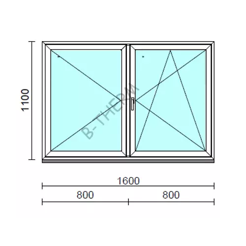 VSZ Ny-Bny ablak.  160x110 cm (Rendelhető méretek: szélesség 155-164 cm, magasság 105-114 cm.)   Green 76 profilból