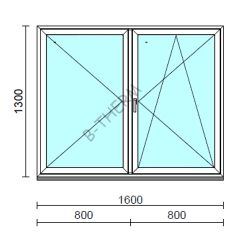 Váltószárnyas Nyíló/Bukó-nyíló ablak  160x130 cm  New Balance 85 profilból