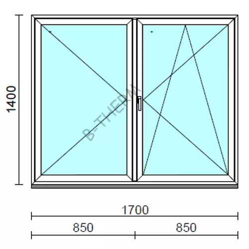 VSZ Ny-Bny ablak.  170x140 cm (Rendelhető méretek: szélesség 165-174 cm, magasság 135-144 cm.) Deluxe A85 profilból