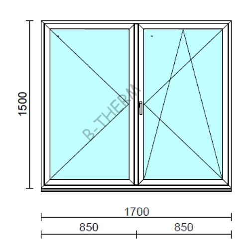 VSZ Ny-Bny ablak.  170x150 cm (Rendelhető méretek: szélesség 165-174 cm, magasság 145-154 cm.) Deluxe A85 profilból