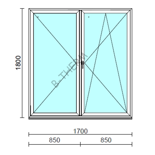 VSZ Ny-Bny ablak.  170x180 cm (Rendelhető méretek: szélesség 165-174 cm, magasság 175-184 cm.) Deluxe A85 profilból
