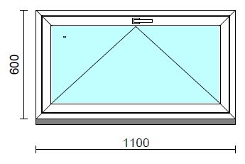 Bukó ablak.  110x 60 cm (Rendelhető méretek: szélesség 105-114 cm, magasság 55- 64 cm.)   Green 76 profilból