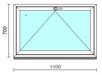 Bukó ablak.  110x 70 cm (Rendelhető méretek: szélesség 105-114 cm, magasság 65- 74 cm.)   Green 76 profilból