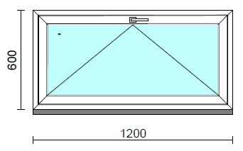 Bukó ablak.  120x 60 cm (Rendelhető méretek: szélesség 115-124 cm, magasság 55- 64 cm.)   Green 76 profilból