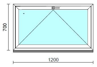 Bukó ablak.  120x 70 cm (Rendelhető méretek: szélesség 115-124 cm, magasság 65- 74 cm.)   Green 76 profilból