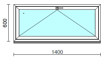 Bukó ablak.  140x 60 cm (Rendelhető méretek: szélesség 135-144 cm, magasság 55- 64 cm.) Deluxe A85 profilból