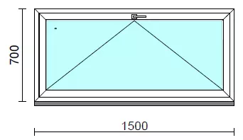 Bukó ablak.  150x 70 cm (Rendelhető méretek: szélesség 145-150 cm, magasság 65- 74 cm.)   Green 76 profilból