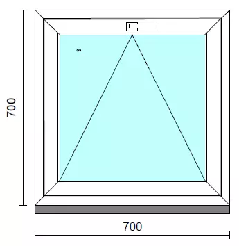 Bukó ablak.   70x 70 cm (Rendelhető méretek: szélesség 65- 74 cm, magasság 65- 74 cm.)   Green 76 profilból