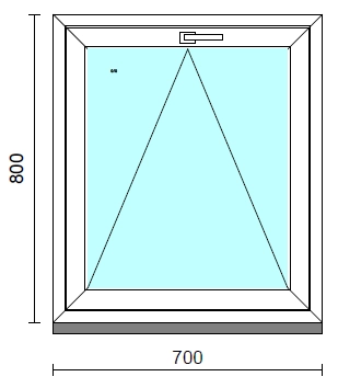 Bukó ablak.   70x 80 cm (Rendelhető méretek: szélesség 65- 74 cm, magasság 75- 84 cm.) Deluxe A85 profilból