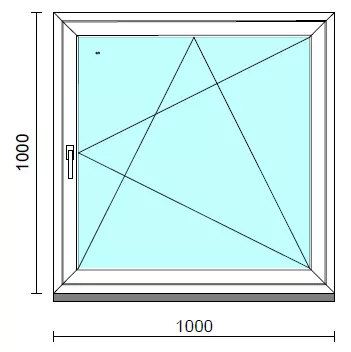 Bukó-nyíló ablak.  100x100 cm (Rendelhető méretek: szélesség 95-104 cm, magasság 95-104 cm.)  New Balance 85 profilból