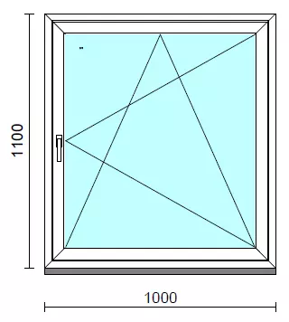 Bukó-nyíló ablak.  100x110 cm (Rendelhető méretek: szélesség 95-104 cm, magasság 105-114 cm.) Deluxe A85 profilból