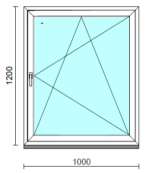 Bukó-nyíló ablak.  100x120 cm (Rendelhető méretek: szélesség 95-104 cm, magasság 115-124 cm.)  New Balance 85 profilból