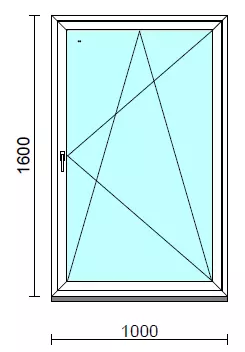 Bukó-nyíló ablak.  100x160 cm (Rendelhető méretek: szélesség 95-104 cm, magasság 155-164 cm.)   Green 76 profilból
