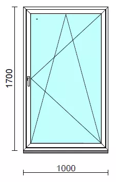 Bukó-nyíló ablak.  100x170 cm (Rendelhető méretek: szélesség 95-104 cm, magasság 165-174 cm.)  New Balance 85 profilból