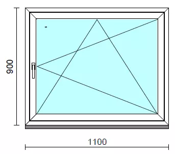 Bukó-nyíló ablak.  110x 90 cm (Rendelhető méretek: szélesség 105-114 cm, magasság 85- 94 cm.)  New Balance 85 profilból