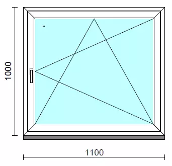 Bukó-nyíló ablak.  110x100 cm (Rendelhető méretek: szélesség 105-114 cm, magasság 95-104 cm.) Deluxe A85 profilból