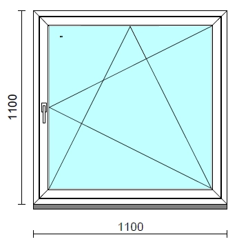 Bukó-nyíló ablak.  110x110 cm (Rendelhető méretek: szélesség 105-114 cm, magasság 105-114 cm.) Deluxe A85 profilból