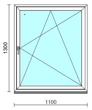 Bukó-nyíló ablak.  110x130 cm (Rendelhető méretek: szélesség 105-114 cm, magasság 125-134 cm.)   Green 76 profilból