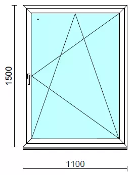 Bukó-nyíló ablak.  110x150 cm (Rendelhető méretek: szélesség 105-114 cm, magasság 145-154 cm.) Deluxe A85 profilból