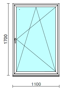 Bukó-nyíló ablak.  110x170 cm (Rendelhető méretek: szélesség 105-114 cm, magasság 165-174 cm.)  New Balance 85 profilból