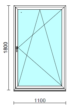 Bukó-nyíló ablak.  110x180 cm (Rendelhető méretek: szélesség 105-114 cm, magasság 175-180 cm.)  New Balance 85 profilból