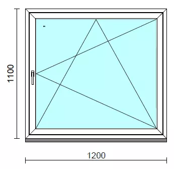 Bukó-nyíló ablak.  120x110 cm (Rendelhető méretek: szélesség 115-124 cm, magasság 105-114 cm.)  New Balance 85 profilból