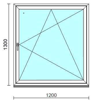Bukó-nyíló ablak.  120x130 cm (Rendelhető méretek: szélesség 115-124 cm, magasság 125-134 cm.)  New Balance 85 profilból