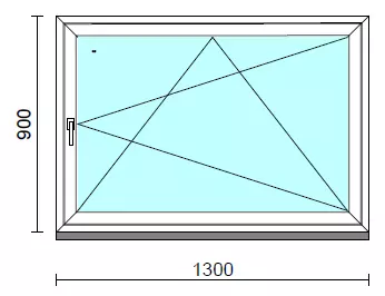 Bukó-nyíló ablak.  130x 90 cm (Rendelhető méretek: szélesség 125-130 cm, magasság - 94 cm.)  New Balance 85 profilból