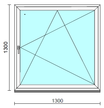 Bukó-nyíló ablak.  130x130 cm (Rendelhető méretek: szélesség 125-134 cm, magasság 125-134 cm.) Deluxe A85 profilból